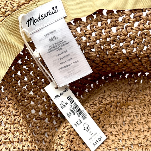 Madewell Classic ORI Hat Woven Straw Wide Brim Tan M/L NWT Summer Beach Hat - Picture 2 of 13